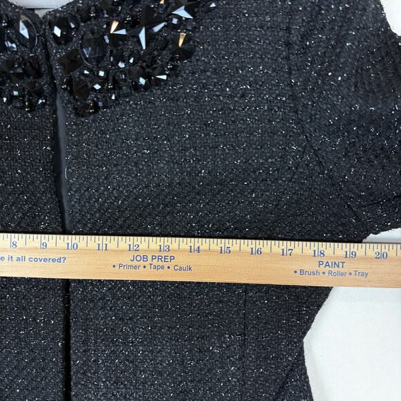 Boston Proper Blazer Jacket Women 12 Black Embellished Sequin Lined Wool Blend - Picture 10 of 12